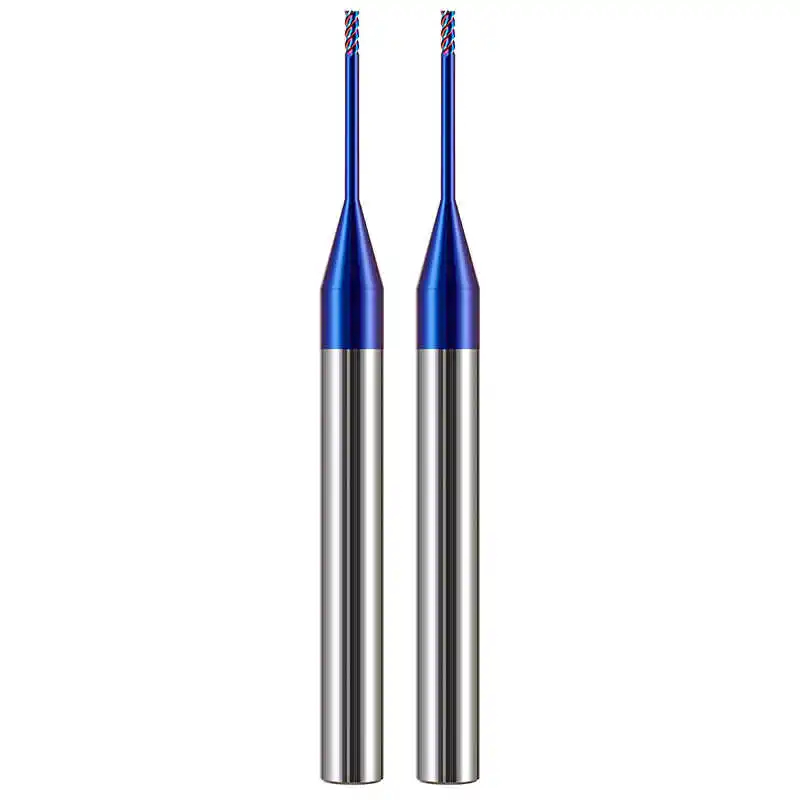 Mini herramienta de corte CNC de carburo HRC65, molino de extremo en miniatura de precisión con cuello largo, 1mm, 1,5mm, 2mm, 3mm, R0.1, R0.5, R1, R1.25, R1.5