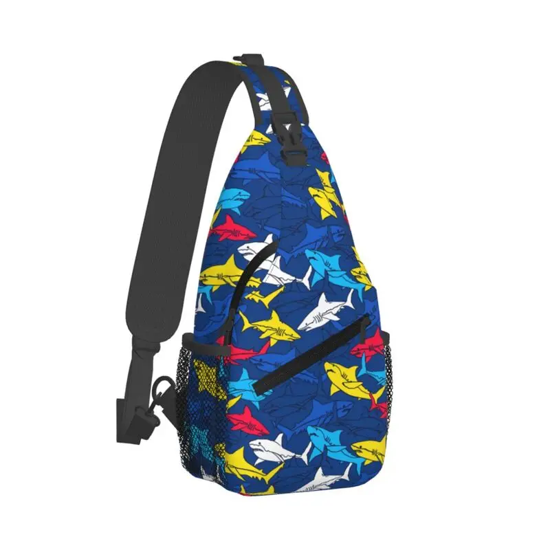 Mochila de hombro personalizada para hombre, bolso de pecho cruzado, Animal oceánico, tiburón, a la moda, para viajes y ciclismo