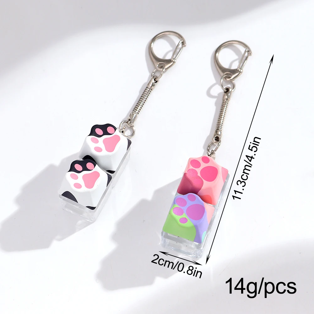 1/2/3 Keys Cat Claw Acrylic Button Keycap Fidget Keychain Keyboard Decompression Toys Relief Keyrings for Adult Gift Accessories