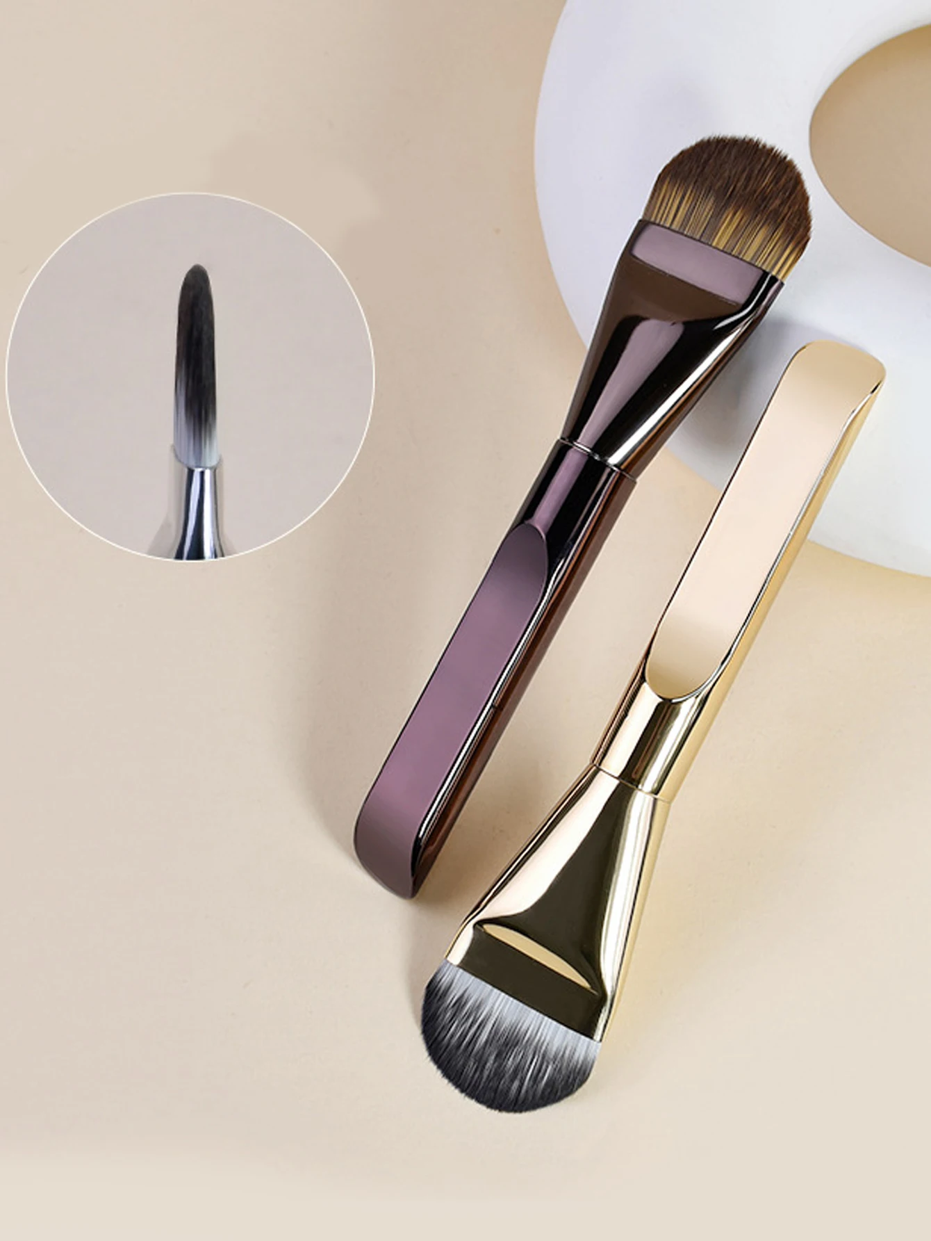 Brocha para base de lengua ancha ultrafina, corrector sin marcas, sin polvo, cabeza plana, herramientas de belleza para el cabello suave, brocha de maquillaje, brocha para máscara