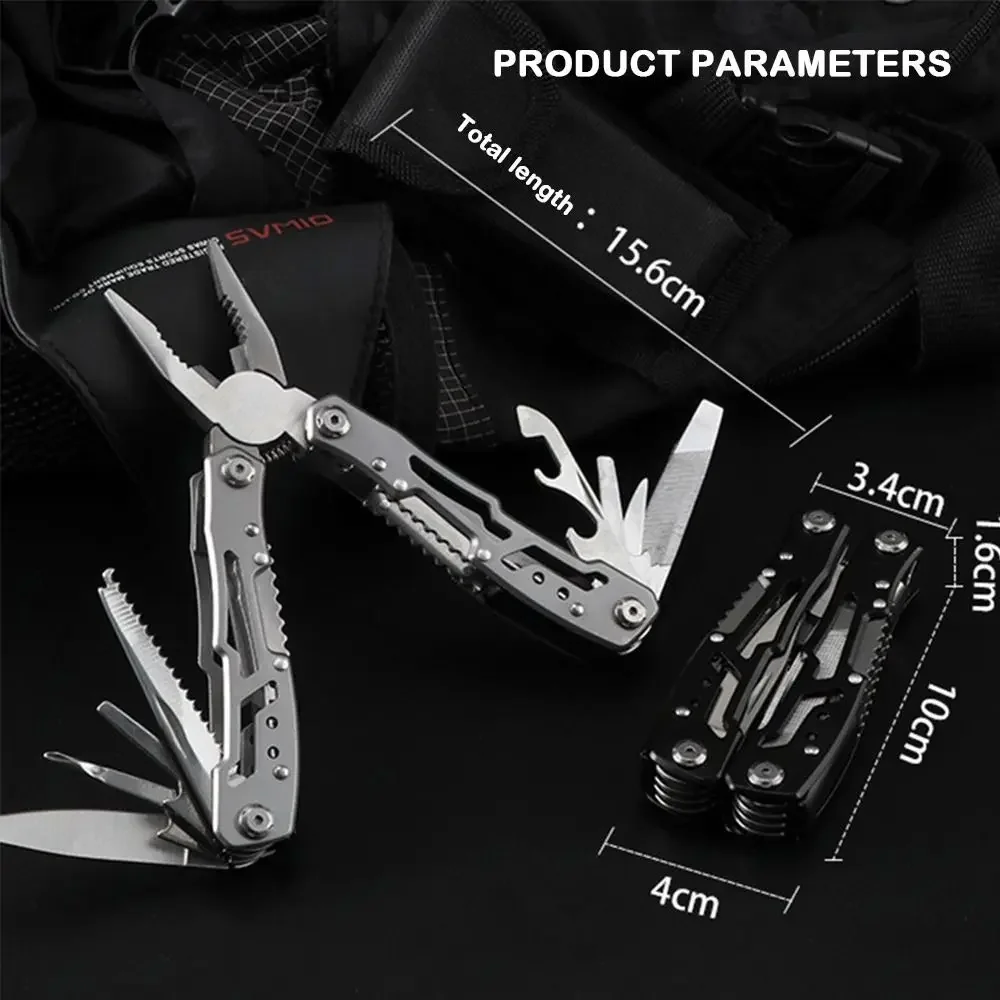 

Полностью стальные комбинированные плоскогубцы: многофункциональные со складным ножом, портативный аварийный EDC на открытом воздухе — карманный инструмент