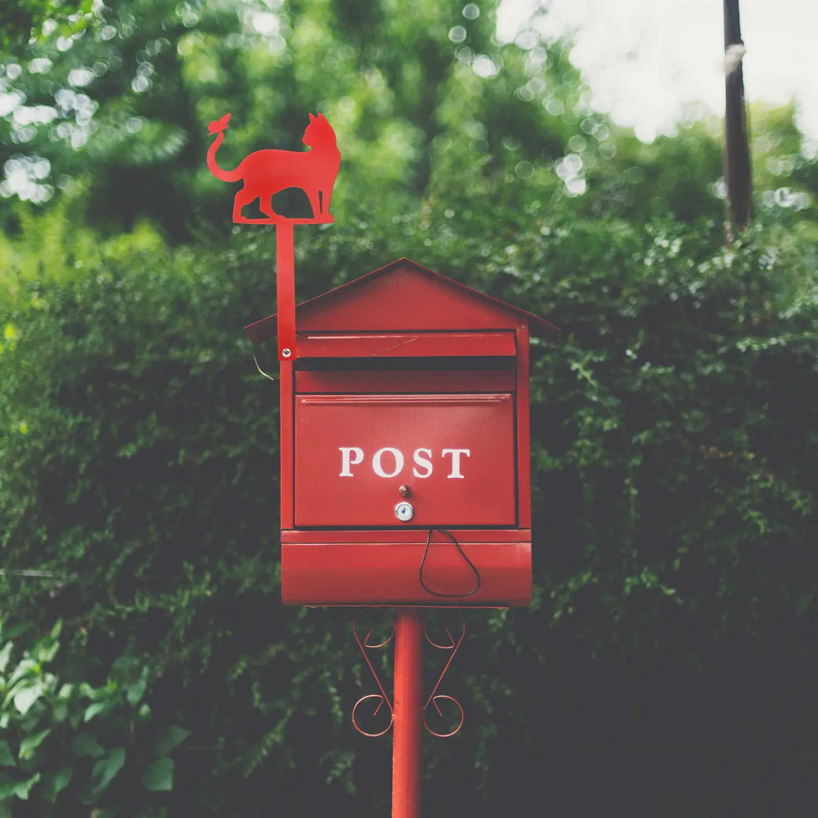 Iron Material Cat Shape Mailbox Ornament Outdoor Garden Flag Stake Yard Decor Decorative Mailbox Flag Replacement