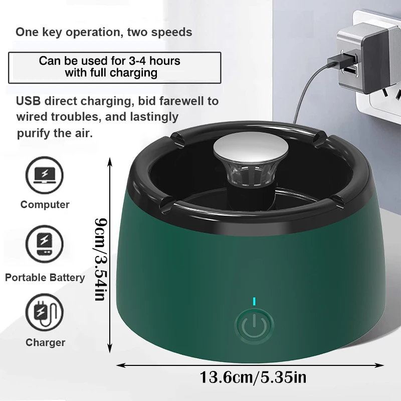 Intelligent Ashtray Air Purifier,Remove Secondhand Smoke and Tobacco Odor Instantly,Smoke Eliminator With Aromatherapy tablets