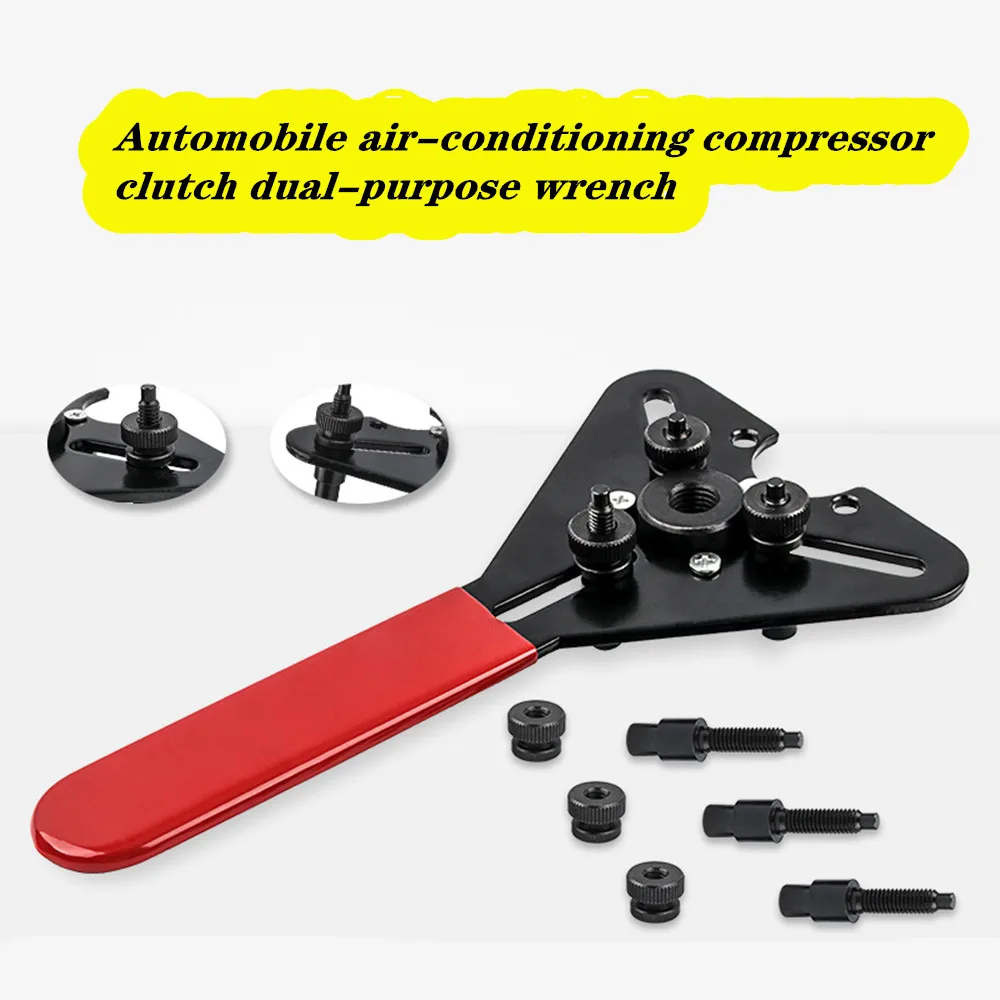 Air-conditioning Repair Dual Tool Wrench A C Compressor Clutch Remover Hand Tools Kit Hub Puller Holding Tool Accessories