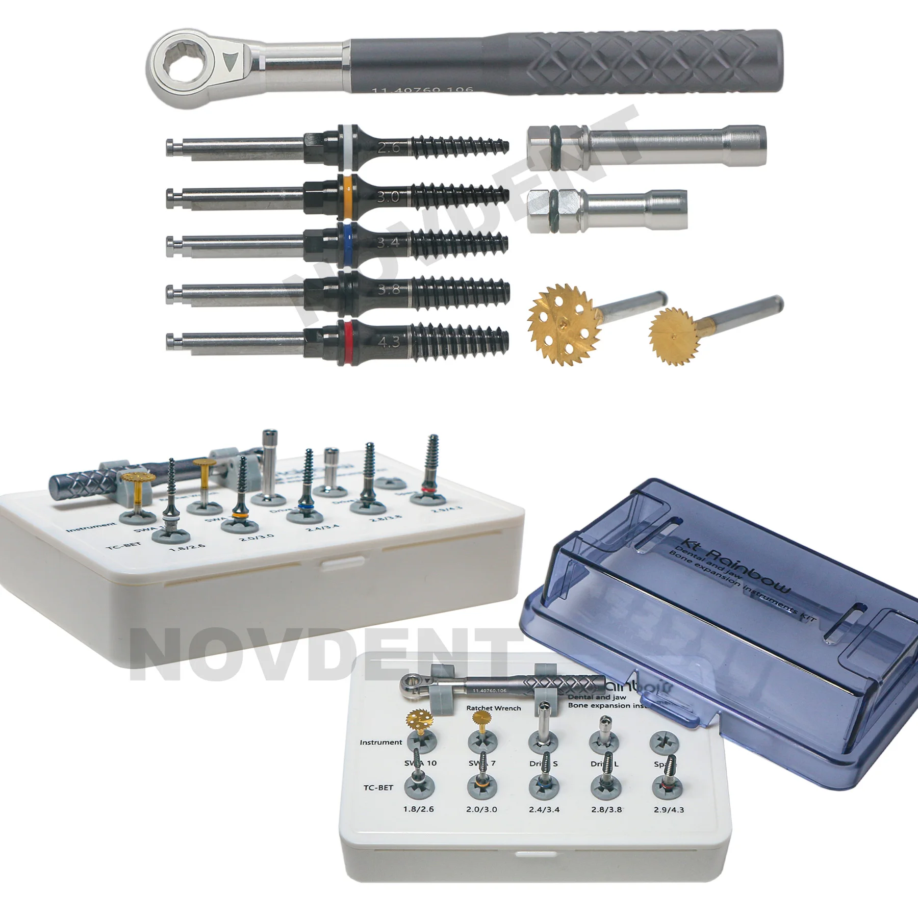 

Dental Jaw Bone Expansion with Cutting Saw Disk Ratchet Driver Wrench Instrument Kits