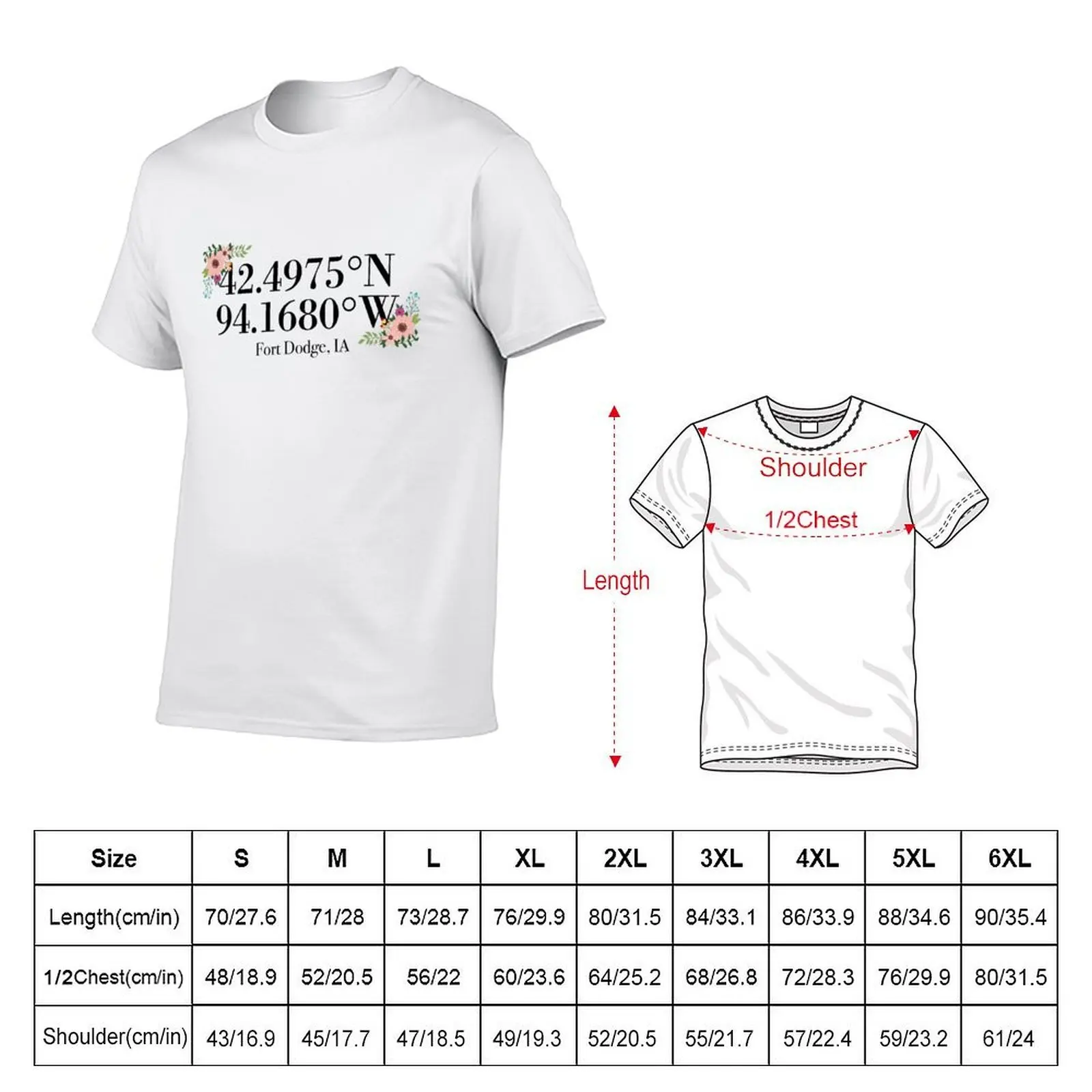 Fort Dodge, IA Coordinates T-Shirt Basic Simple Casual Short Sleeve Tee