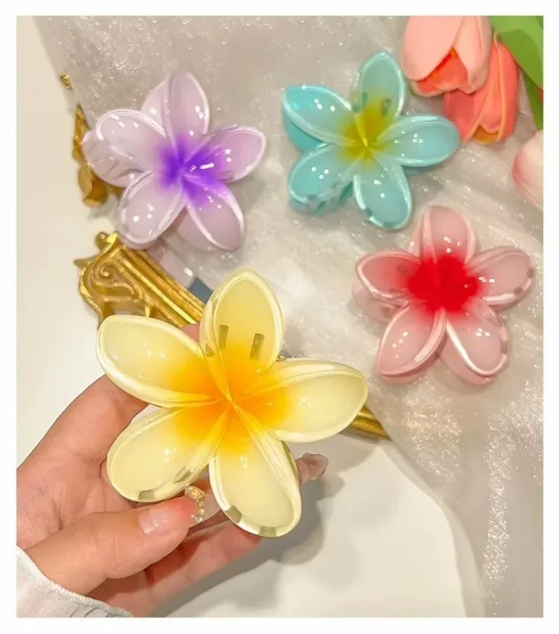 Pinces à cheveux fleur bohème pour femmes, pinces à cheveux fleur d'oeuf, barrettes pour filles, grandes épingles à cheveux, accessoires de mode, vacances, 4 pièces