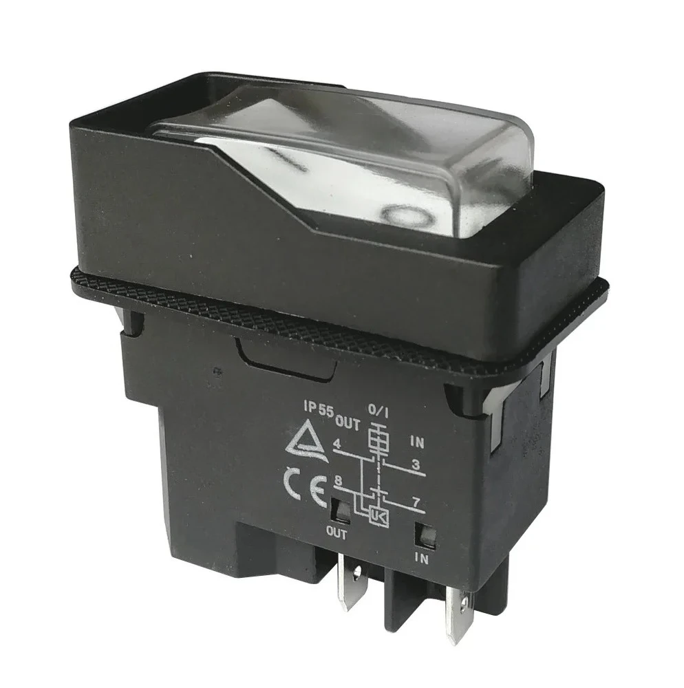 for DKLDs DZ-6 220V Waterproofs Electromagnetics Push Button Switch for Branch Shredder 15A 4-Pins 5 pins IP55, White