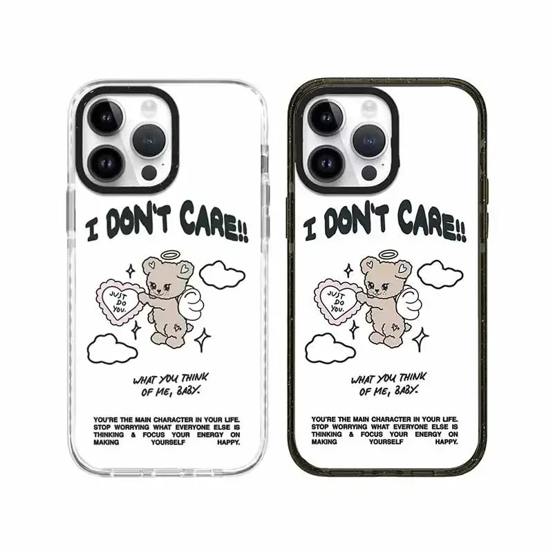 Acrylic Cartoon Bear Angel Phone Case Cover for IPhone 11 12 13 14 15 16 Pro Max Case for IPhone 15 16 Pro Max