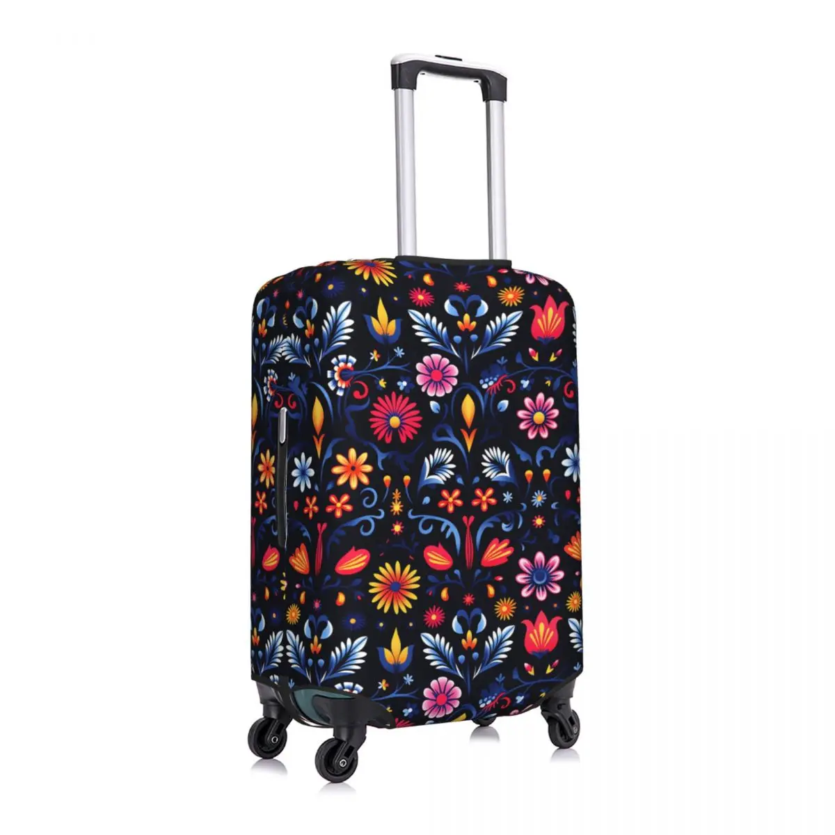 Mexican Folk Art Floral Pattern Suitcase Cover Washable Luggage Covers Protector for 18-32 inch