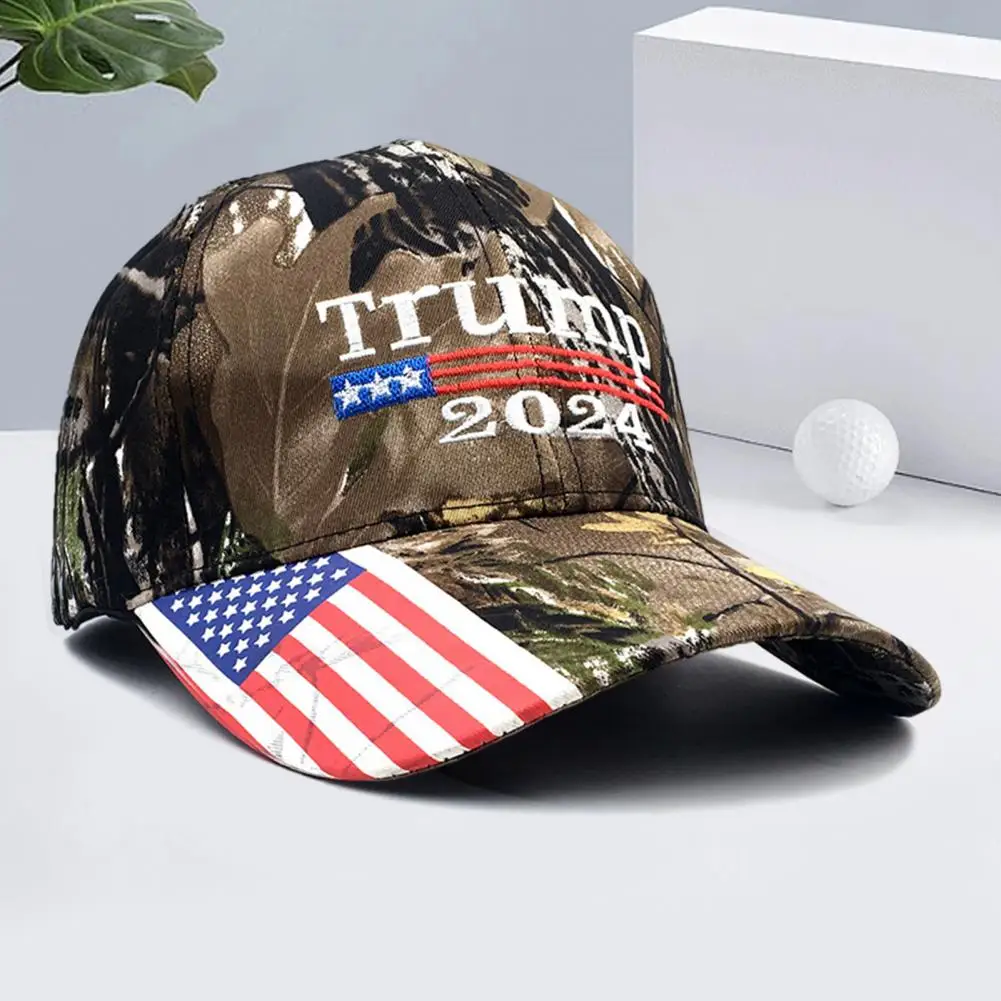 

Sun Hat 2024 President Election Campaign Trump Comeback Baseball Hat with American Flag Embroidery for Rally Parties Long Brim