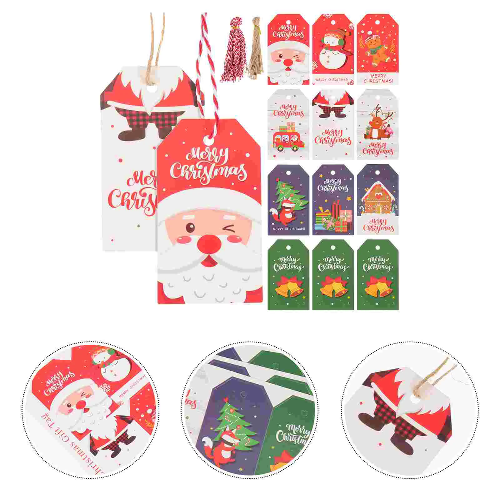 100 Pcs Christmas Gift Tag Embellishments Hanging Tags Lovely Decorate Labels Rope Ideas Festival Decorative