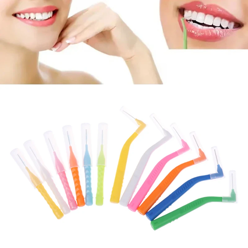 

8pcs L-shaped Interdental Brush For Dental Orthodontics Clean Between Teeth Cleaning Tools Soft Mini Brush With Dust Cover