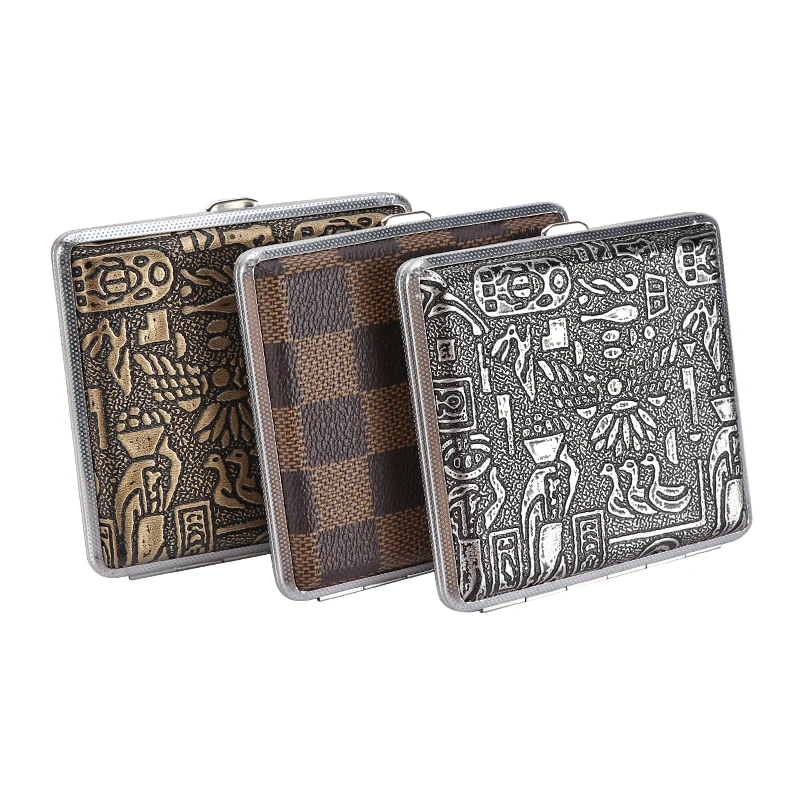 1PCS Randomly Double-open Leather Cigars Cigarettes Cases for 20 sticks Cigarette Tobacco Cigarette Pocket Boxes