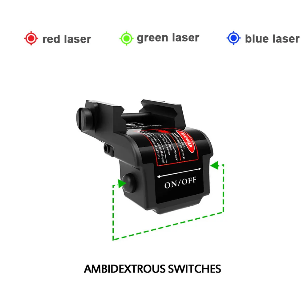 Outdoor Tactical Mini Red/Green Laser USB Rechargeable Weapon Pistol Dot Sight for 20-21mm Picatinny Rail