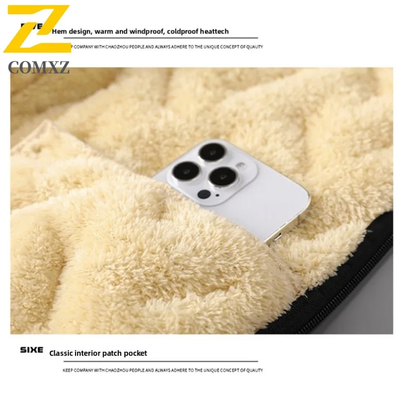 COMXZ 2025 Autumn Winter Sherpa Stand Collar Cotton Jacket Mens High Quality Thick Warm Fashion Coat Casual waterproof Outwear