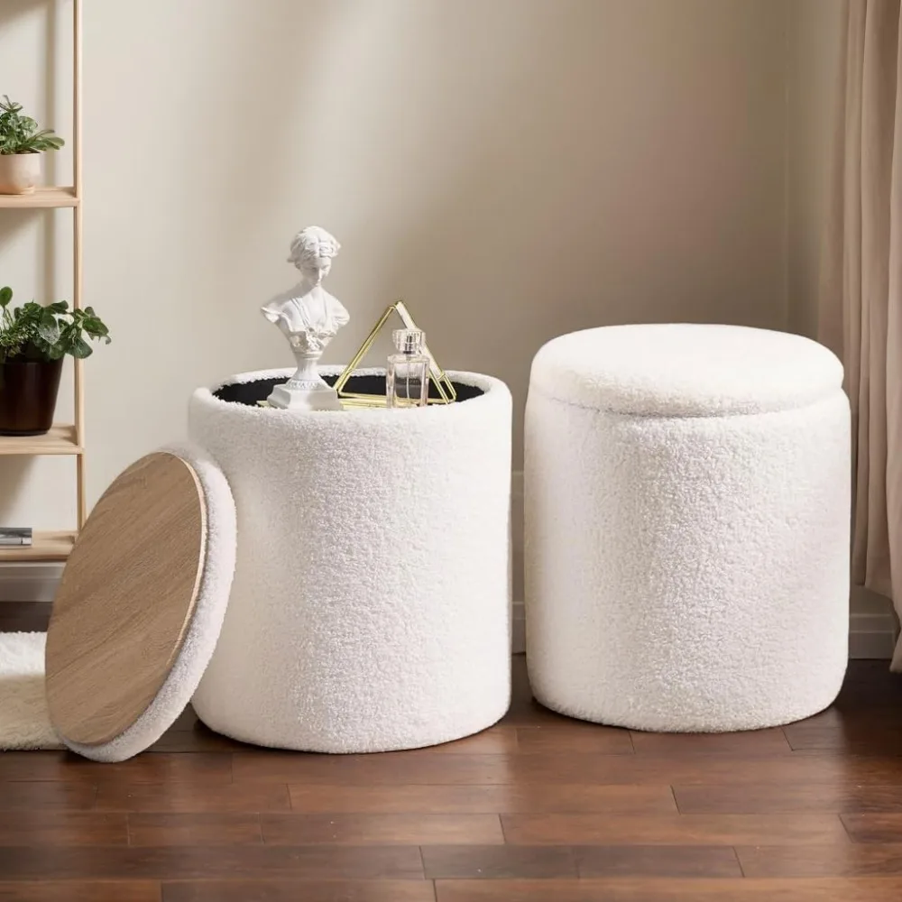

Set of 2 Soft Upholstered Vanity Stool,Multifunctional Coffee Table Padded Seat Foot Rest for Living, Stools & Ottomans