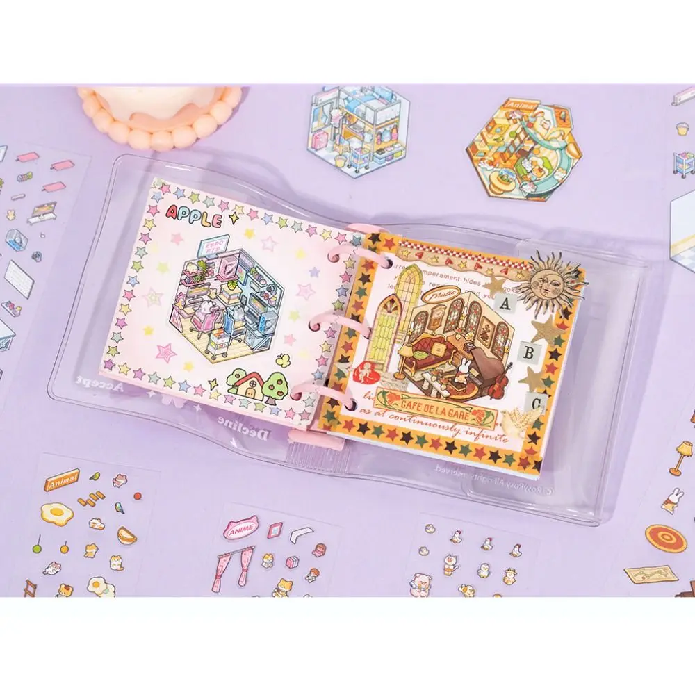 PET Die-Cut Scene Sticker Decompression Visual Stacking Miniature Scenery Collection Volume 3D Scenery Stacking Sticker