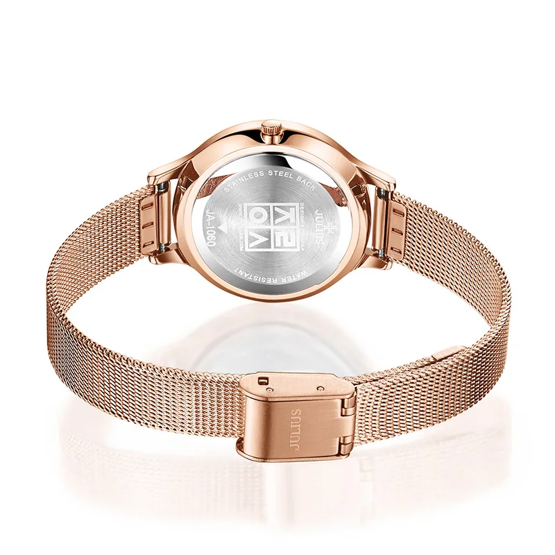 New Julius Simple Thin Lady Women\'s Watch Japan Quartz Elegant Fashion Hours Stainless Bracelet Chain Girl\'s Birthday Gift Box
