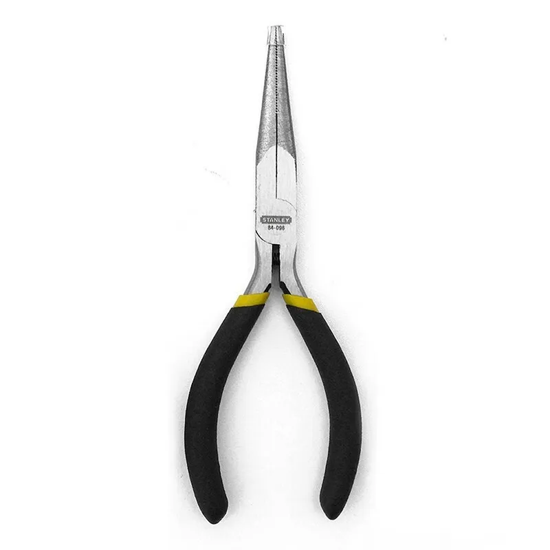 Stanley 84-096-23 Black Handle Mini Needle Nose Pliers High Carbon Steel Pointed Long Nose Electronic Pliers 5 inches