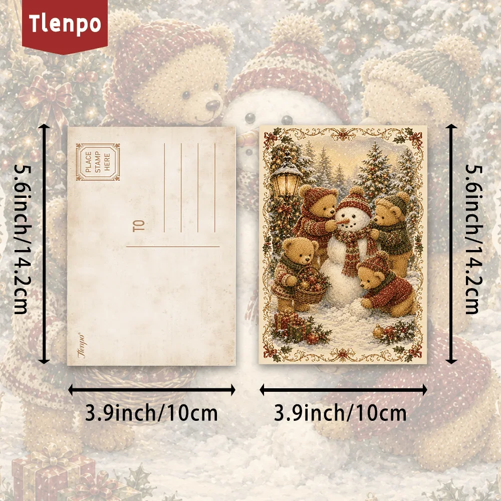 32pcs, Christmas Teddy Bear postcards, wall stickers, mailing cards, greeting cards, DIY postcards, commemorative postcards,