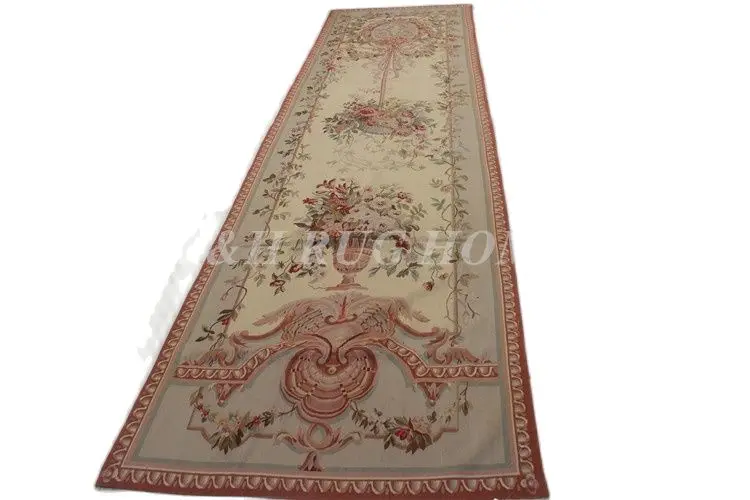 

Free shipping 3.4'X12.7' Aubusson Tapestry, Aubusson woolen tapestry, handmade tapestry, Aubusson Runner carpet