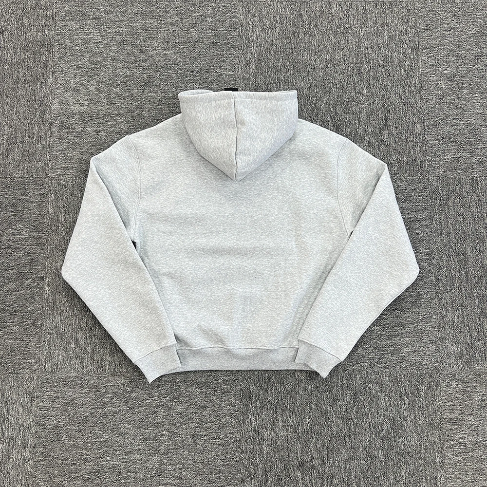 T-3 Grey Cotton Embroidered Hoodie - Hip-Hop Street Jogging Pullover, Euro Trendy Casual Athleisure for Spring/Fall