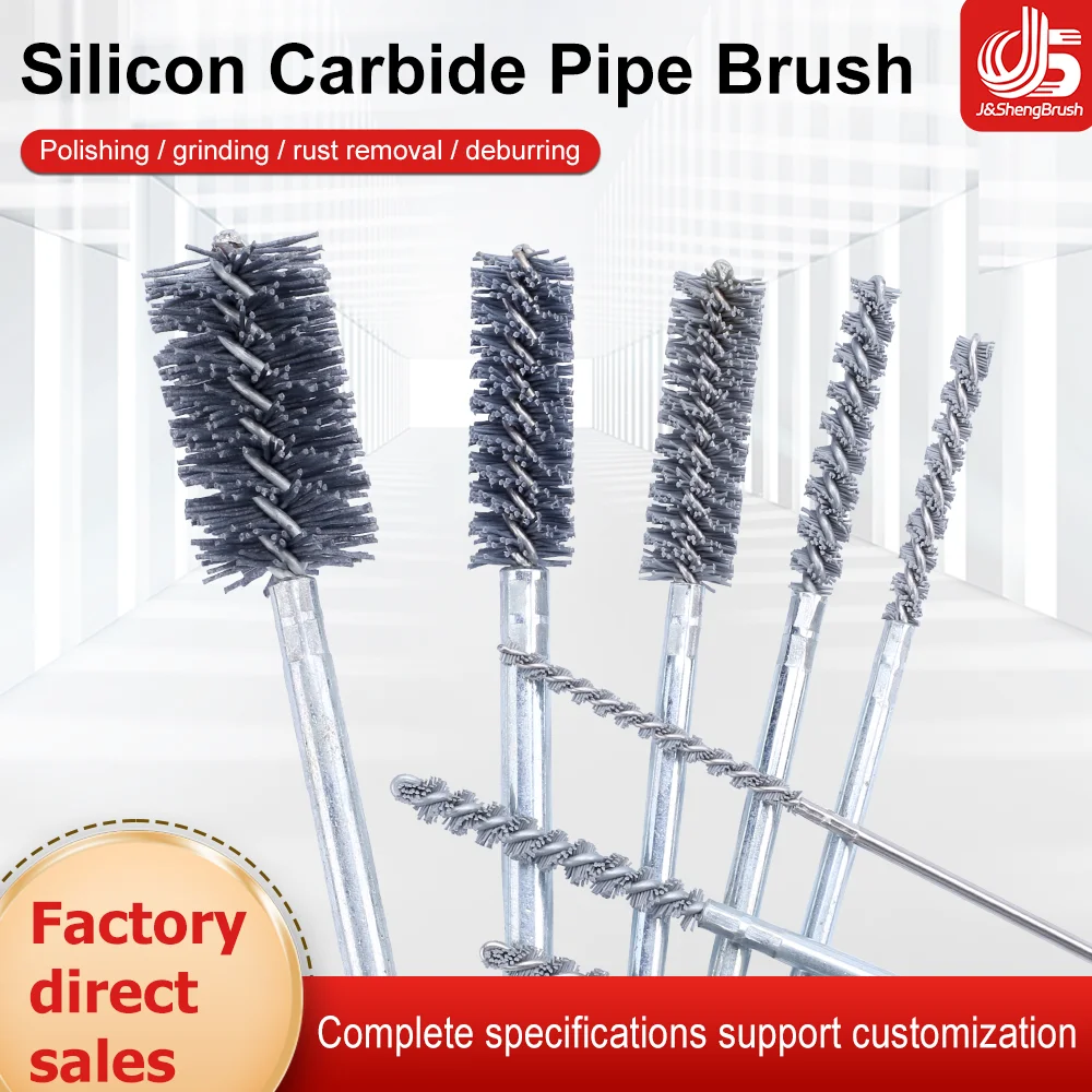 Silicon Carbide Abrasive Nylon Pipeline Brushes Grinding Power Tool Crosshole Deburring Cleaning Polishing Metal Iron Steel