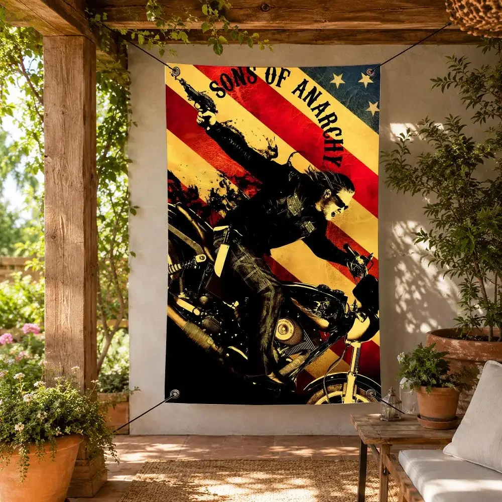 TV Series S-Sons of Anarchy Flags Decorative Flag Banner for Indoor Outdoor Wall Garden Yard Porch Patio Home Party Decor