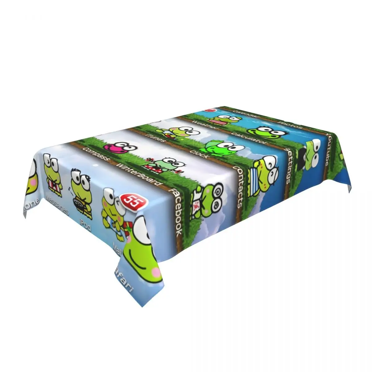 Rectangular Waterproof Oil-Proof Disney Cartoon Kero Kero Keroppi Sanrio Anime Tablecloth Backed Table Cover Fit Table Cloth