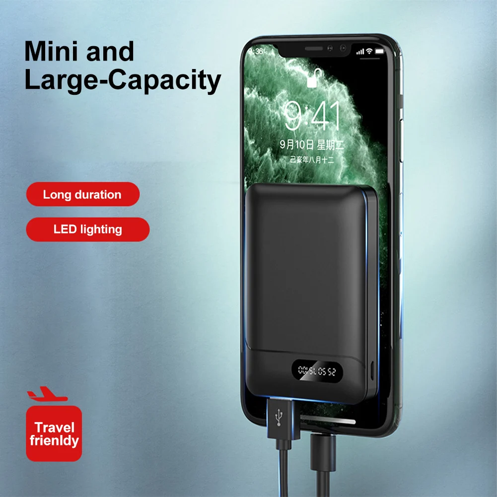 Power Bank portabel 10000mAh 5V/2,1 A USB Output ringan baterai eksternal untuk rompi pemanas jaket syal sarung tangan kaus kaki