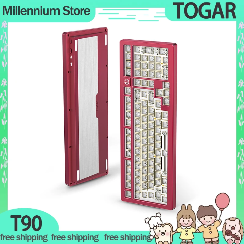 Togar T90 Mechanical Keyboard Kit 3mode Aluminium Wireless Gaming Keyboards Kit Rgb Customized Computer Office Accessories Gifts