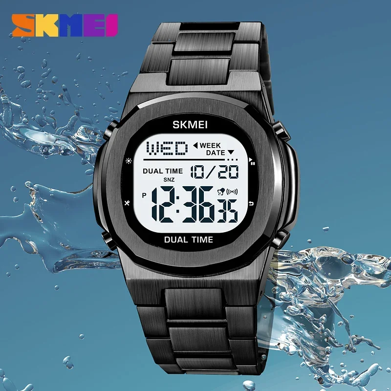 SKMEI-relojes digitales deportivos para hombre, pulsera electrónica de lujo con alarma y calendario, resistente al agua, 2004