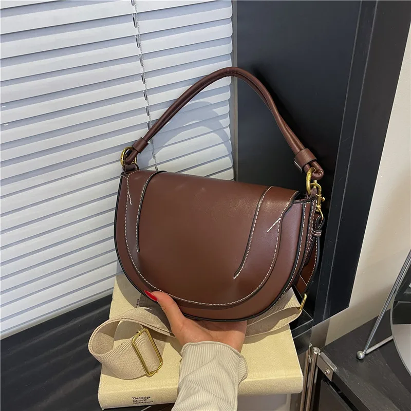 

2025 New Light Luxury Women's Bag - One-Shoulder Messenger Saddle Bag, Portable Underarm Flip Bag