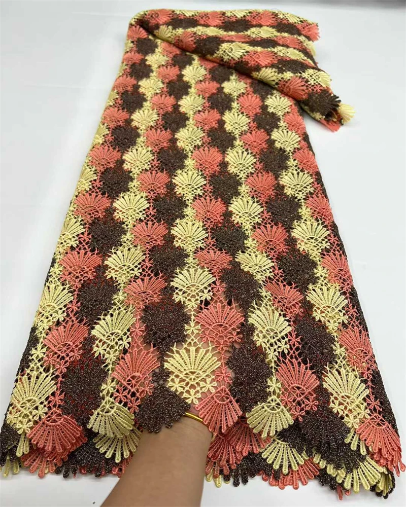 

Nigerian Guipure Cord Lace Fabric African Embroidery High Quality for Elegant Women Party Sewing