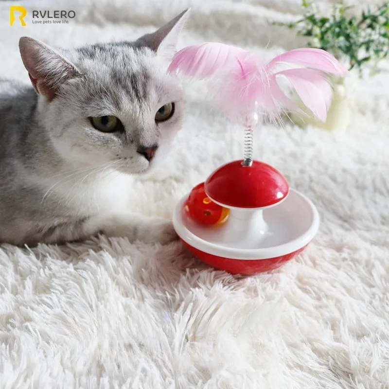 Cat Toys Feather Tumbler Teasing Stick With Bell Making Sounds to Attract Cat Attention Increase Reaction Power Interact Pet Fun