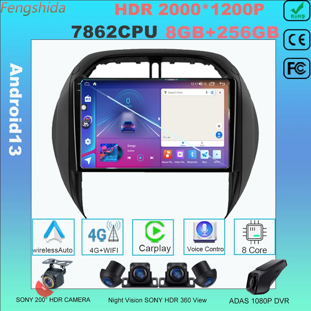 

Android 13 For TOYOTA RAV4 2003 2004 2005 Car Monitor Autoradio Multimedia GPS Vehicle 7862 High-Performance CPU QLED 2din DVD