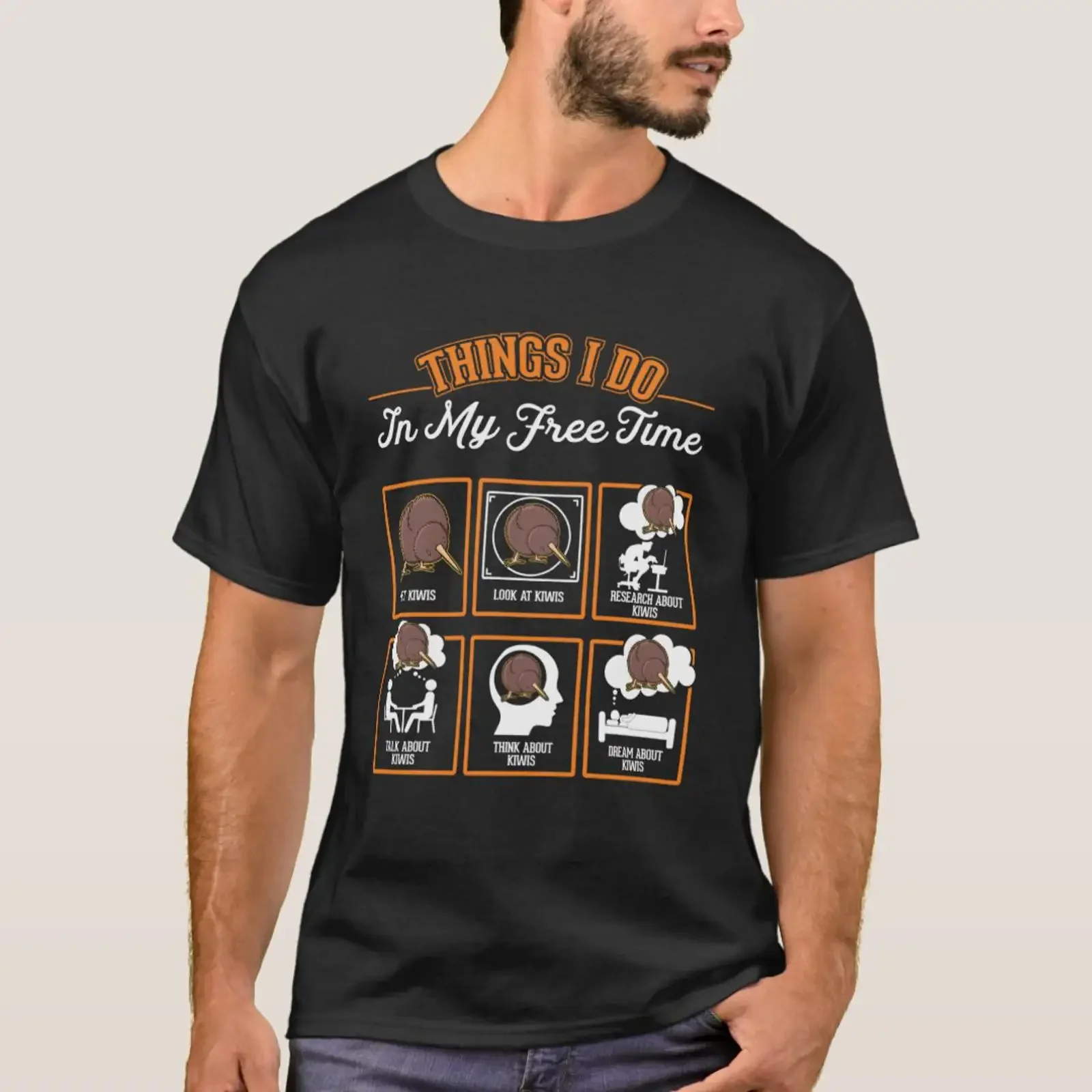 Kiwi Things I do in my free time Bird Pullover T-Shirt Vintage gewaschen, Herren, leicht Streetwear, modisches Grafikdesign, Stretch