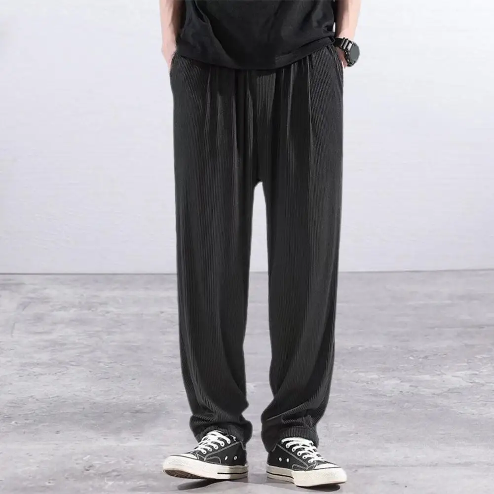 

Casual Pants Solid Color Draping Summer Ultra-thin Pockets Trousers