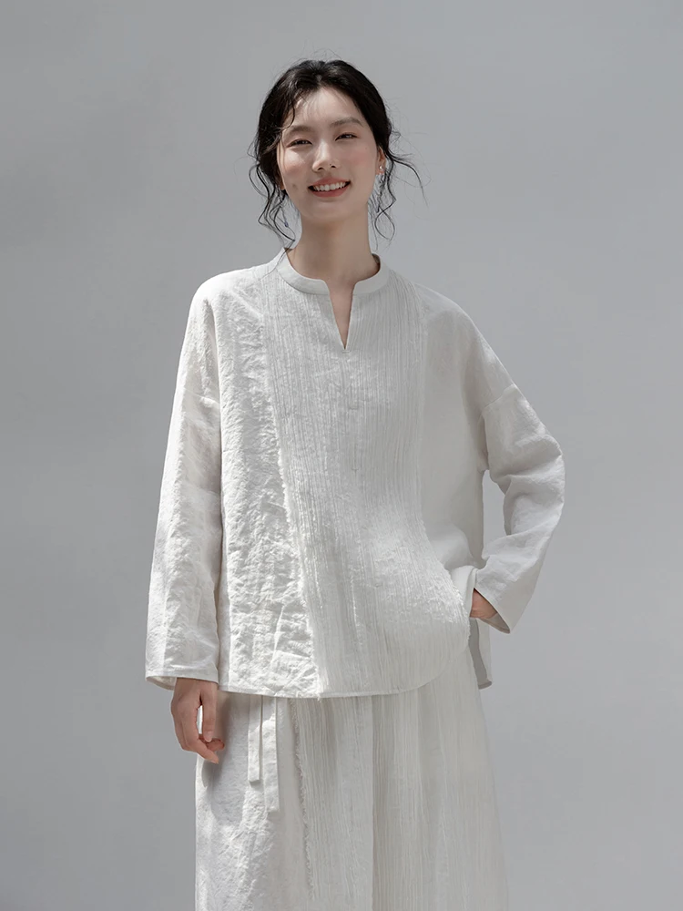 

Новая коллекция Le: Женская льняная блузка-топ с длинным рукавом, пэчворк, чисто белая, с V-образным вырезом, для повседневной носки