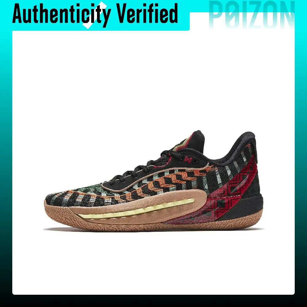 ANTA Shock Wave 6 Basketball Shoes Men's Low-top Black Green Orange 112431111-6