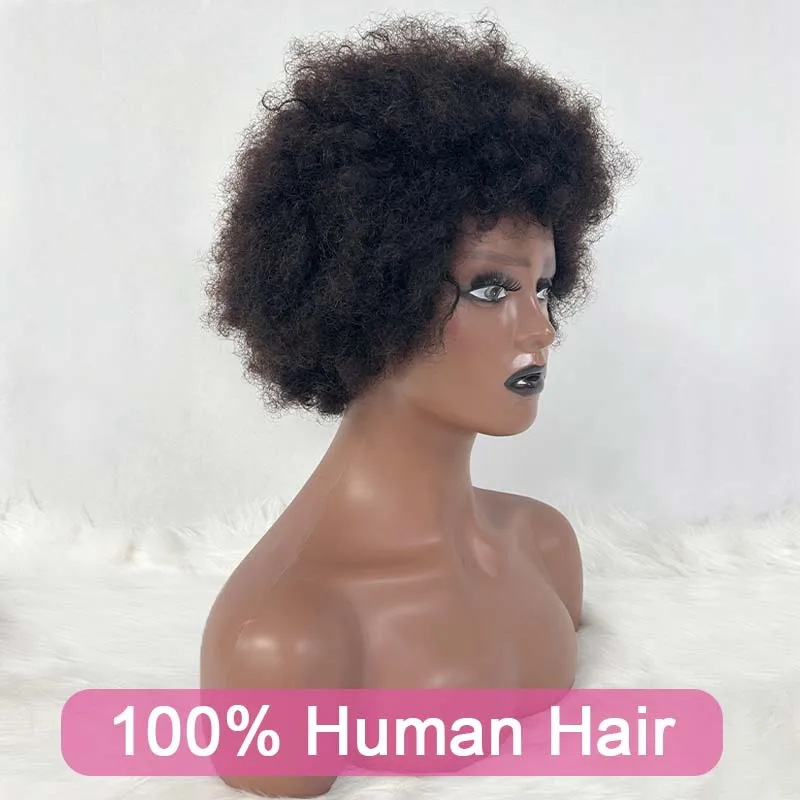 Brasileira Remy peruca de cabelo humano com estrondo, afro perucas encaracoladas, 200% densidade, natural olhando perucas completas, Bouncy e macio, preto grande