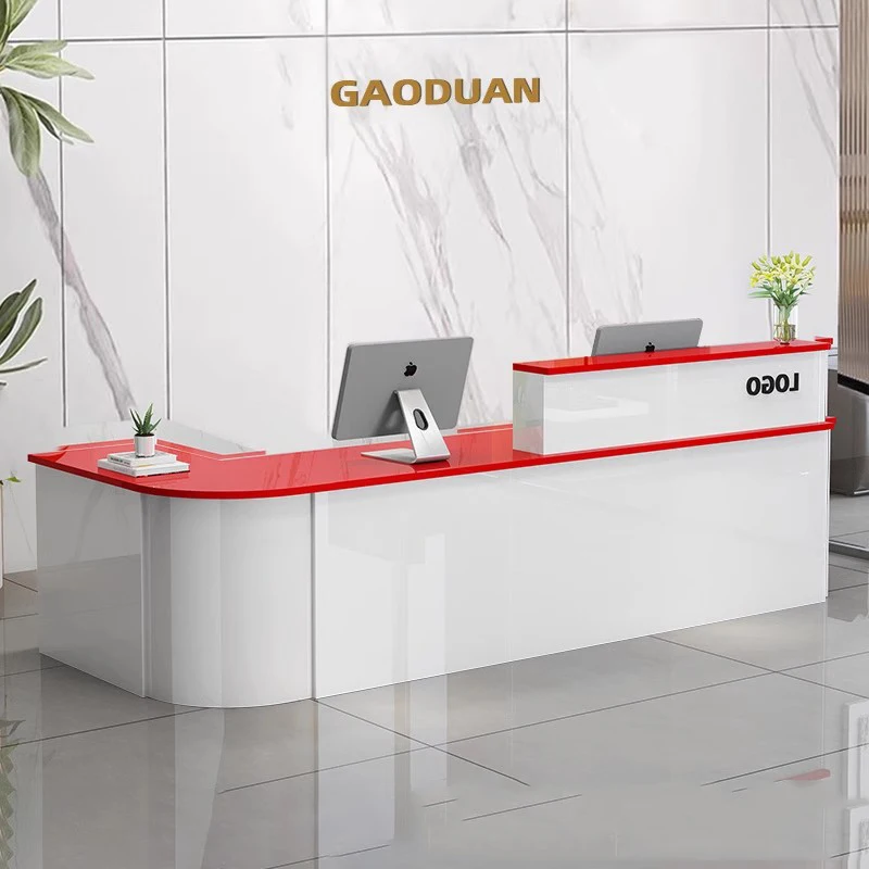 مكاتب الاستقبال الخشبية الحديثة متجر الجمال الصناعي الفاخر بار فندق مطعم مكاتب الاستقبال تصميم مكتب الأثاث العصري