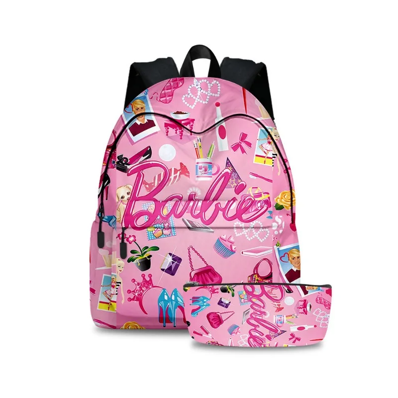 Cartoon Barbie Backpack Primary and Secondary School School Bag Pencil Case Two-piece Set Anime kawaii Cartoon Mochila