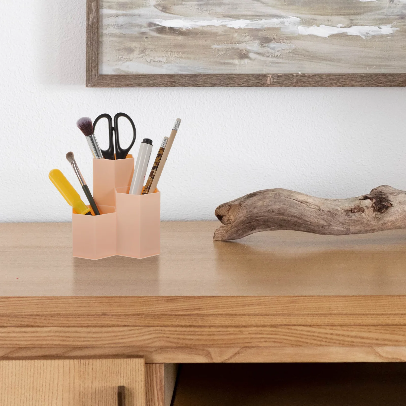 

Hexagonal Pen Holder Desktop ganizer Large Capacity PP Material Smooth Six Sided Pencil Case Stationery Storage