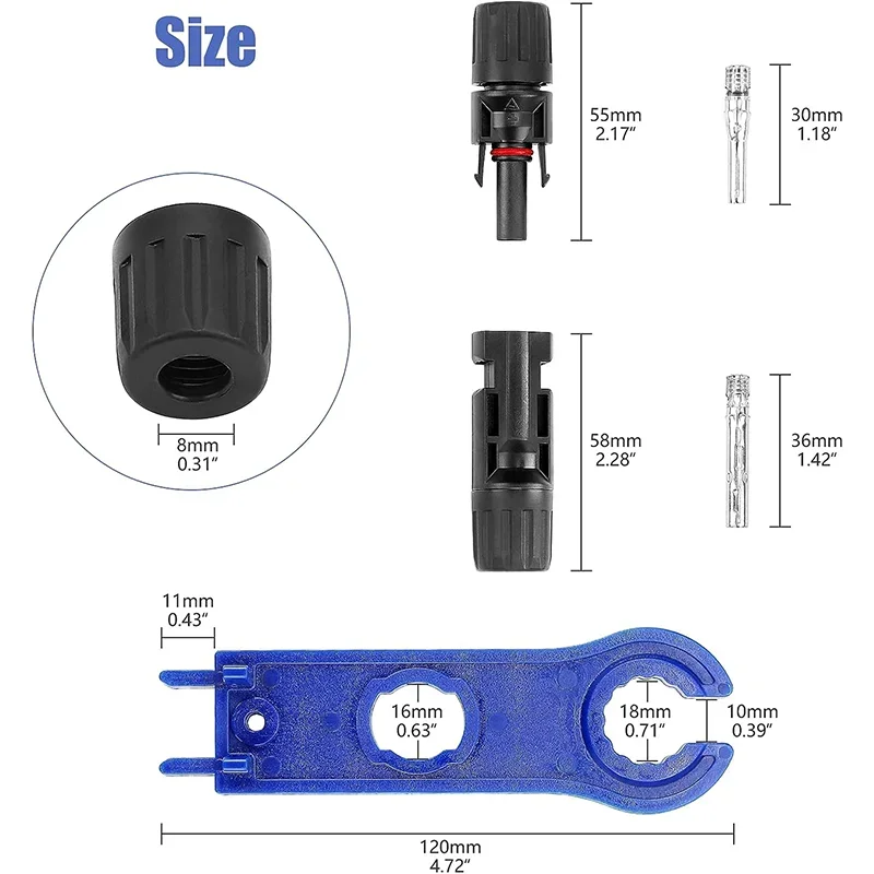 10/20/40/100/200 PCS connettore solare fotovoltaico DC 1000V 30A Kit connettore PV/MC cavi 2.5/4/6mm spina per componenti del pannello solare