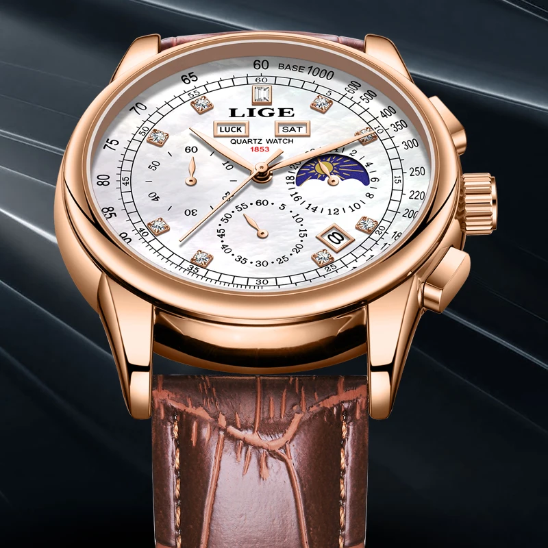 

LIGE Men Watch Fashion Business Leather Watch For Men Casual Military Quartz Chronograph Male Waterproof Watches Montre Homme