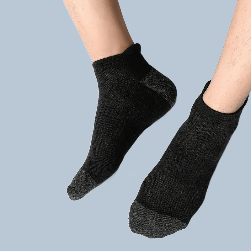 Calcetines cortos deportivos para hombre y mujer, medias tobilleras de algodón de alta calidad, de malla transpirable, Color blanco y negro, 6/12
