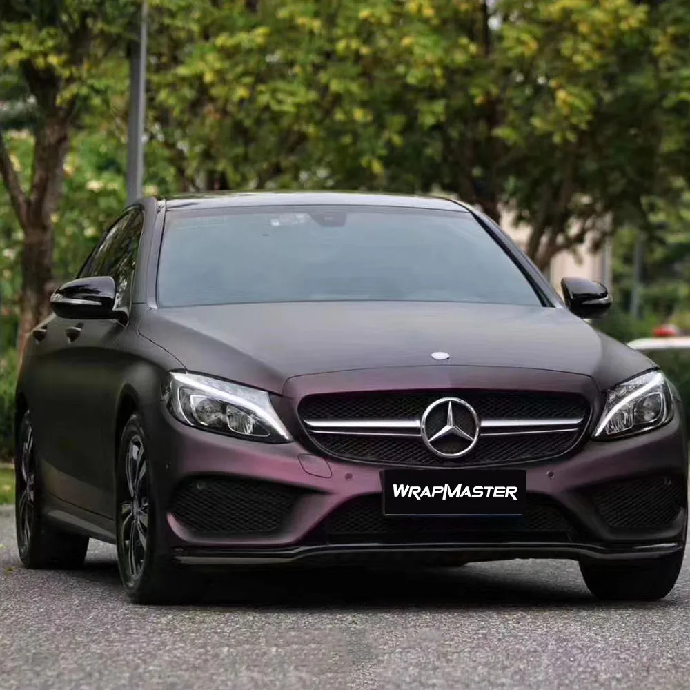 Ultral-Matte Metallic Car Vinyl Wrap Magic Black Purple Automotive Vinyl Wrap