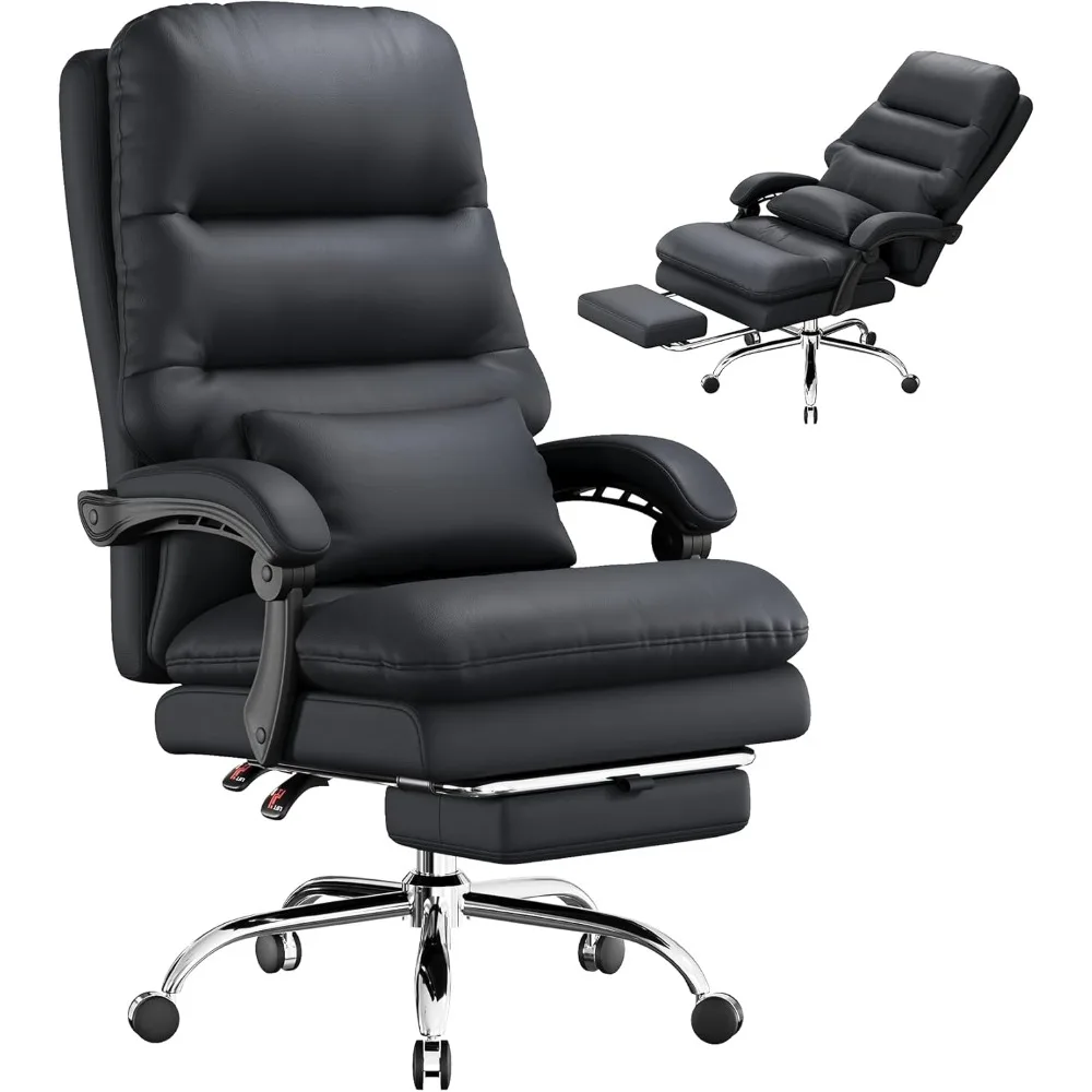 

Office Desk Chair, Ergonomic Office Chair, Leather Computer Chairs, Executive Office Chair with Foot Rest and Lumbar Pillow